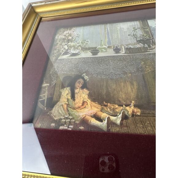 Beautiful Antique Victorian Print Showing Mother & Child on Back, Original Frame - Picture 7 of 9
